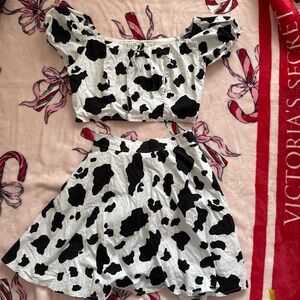 Bonne chance collections cow print two piece set S